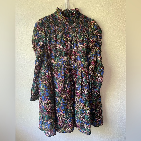 NWT Munthe Smocked High Neck Long Sleeves Mini Dress Puffy Black US 12 EU 44 - Picture 9 of 14